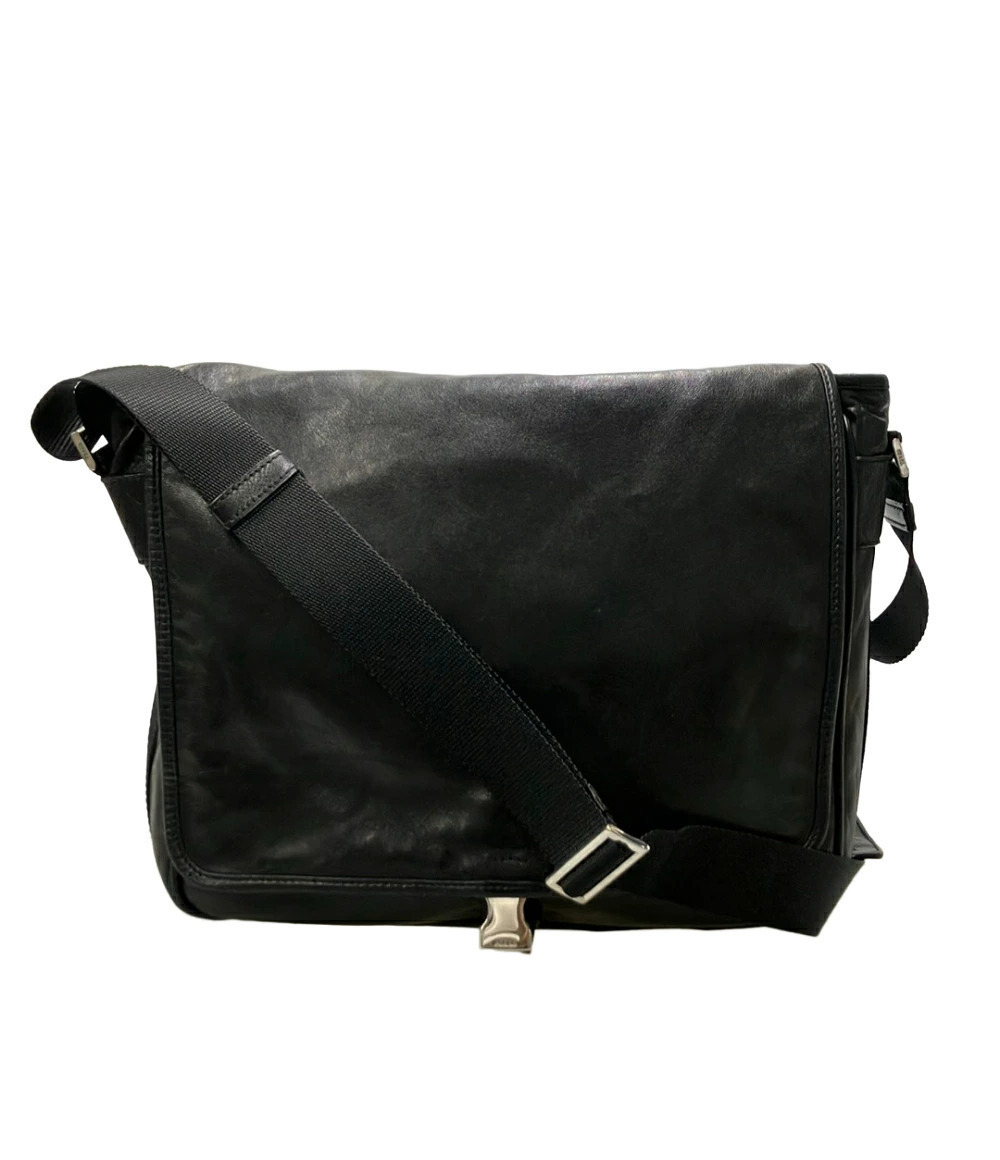 Prada Brique Vitello Daino Leather Crossbody Bag Black
